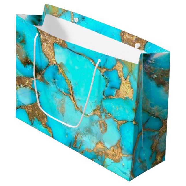 sac cadeau en pierres précieuses turquoise (Devant Angle)