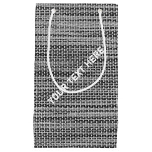 Sac cadeau en tissu gris faux avec nom en texte pe