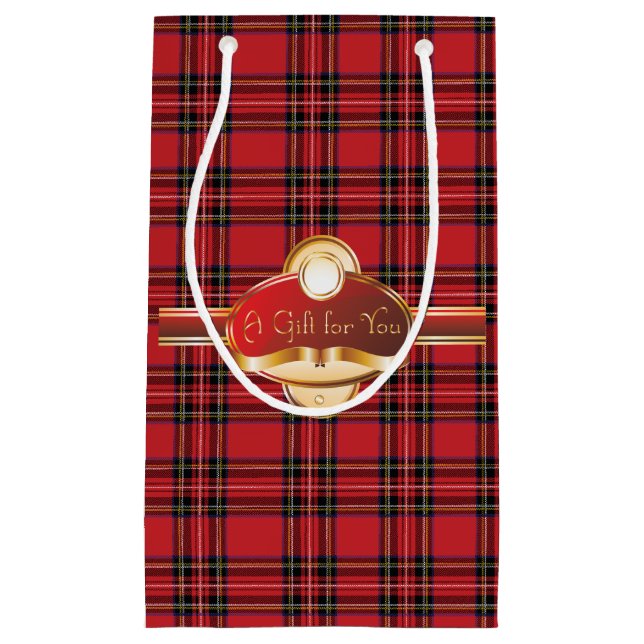 Sac cadeau Étiquette fantaisie Red Plaid (Devant)