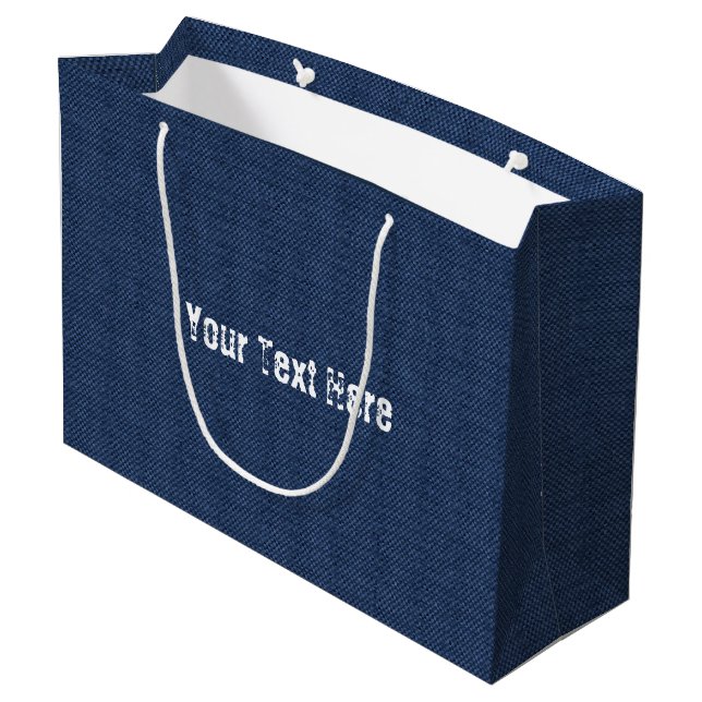 Sac cadeau Faux Blue Jeans Design avec texte perso (Dos Angle)
