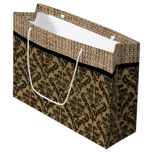 Sac cadeau Faux Burlap Design (Devant Angle)