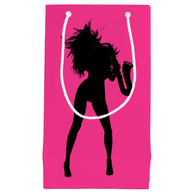 Sac Cadeau Femme Joueuse de Saxophone (Devant)