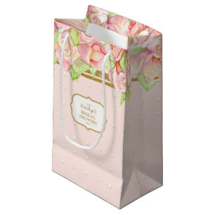 Sac cadeau Fête des mariées Aquarelle Rose Bouquet
