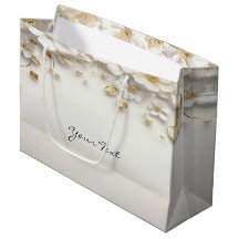 Sac cadeau Feuille en or blanc ivoire