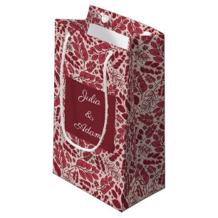 Sac Cadeau Feuilles Rouges Éparses