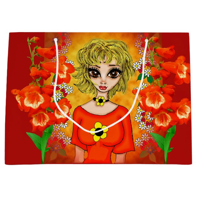 Sac Cadeau Fille Au Chemisier Orange (Devant)