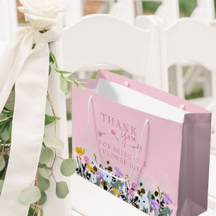 Sac Cadeau Fille Fleur Fleur sauvage Pelouse Merci rose Grand
