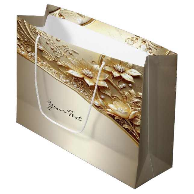 Sac Cadeau Fleurs Ornées Moderne avec Perles (Devant Angle)