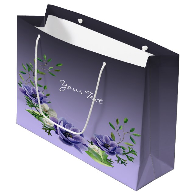 Sac Cadeau Fleurs Violettes Aquarelle (Devant Angle)