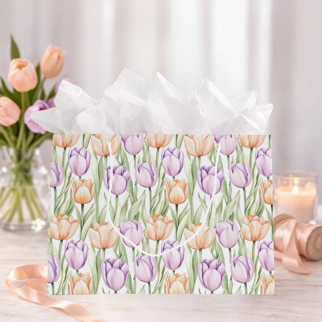 Sac Cadeau Floral de Printemps aux Tulipes Violett (Créateur téléchargé)