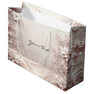 Sac cadeau floral en ivoire blanc