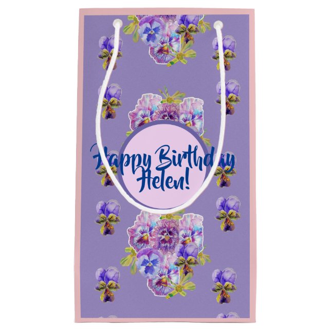 Sac Cadeau Floral Fleurs de Pensée Violette Shabby (Devant)