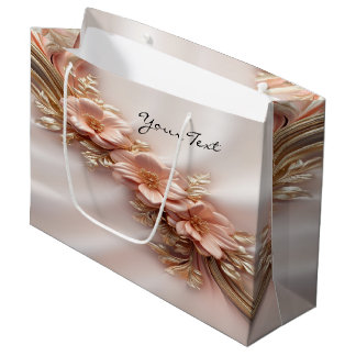Sac cadeau floral orange pêche élégant