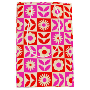 Sac Cadeau Floral Rétro Moyen Fourre-Tout Coloré