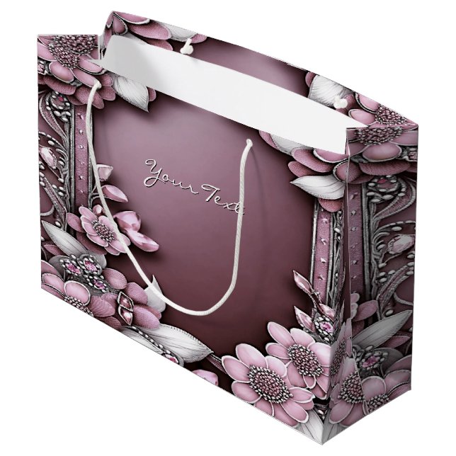 Sac cadeau floral rose (Dos Angle)