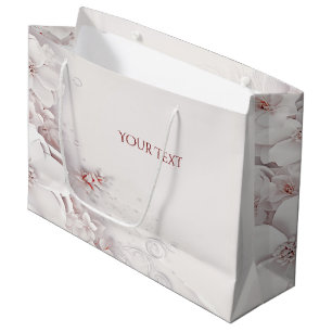 Sac cadeau floral rose blush ivoire