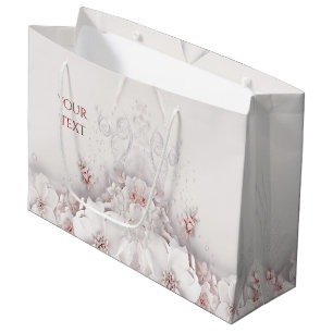 Sac cadeau floral rose blush ivoire