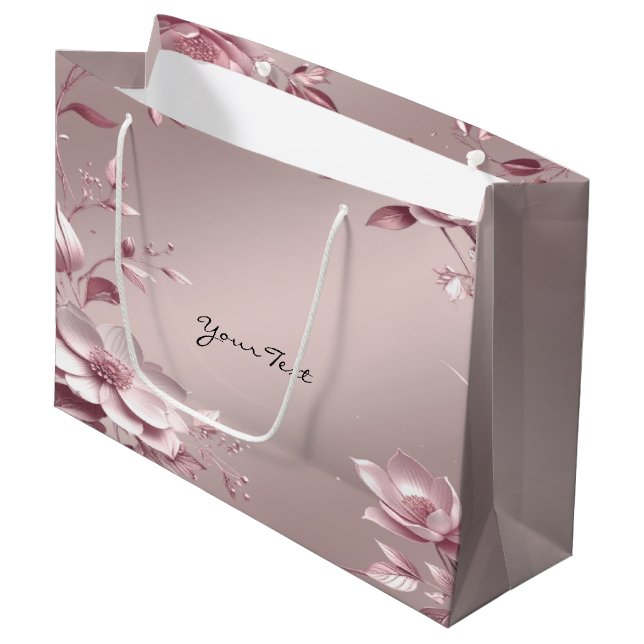 Sac cadeau floral rose délicat (Devant Angle)