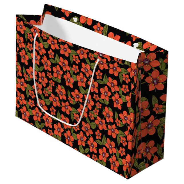 Sac cadeau floral rouge (Devant Angle)