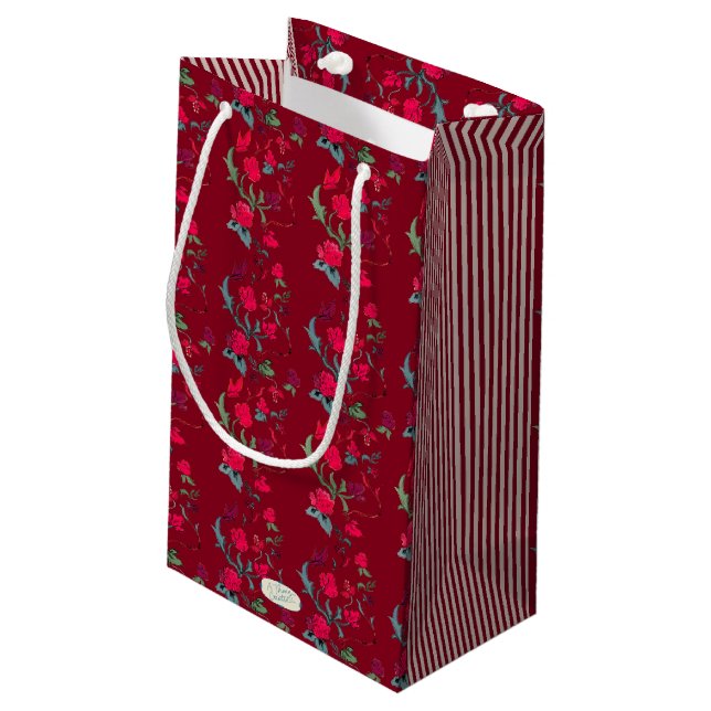 Sac cadeau Flore Wassail Rouge profond (Dos Angle)