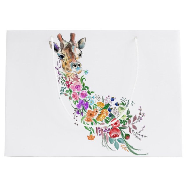Sac cadeau girafe fleurs (Devant)
