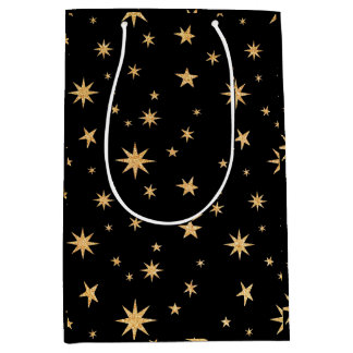 Sac cadeau Gold Stars - Arrière - plan noir