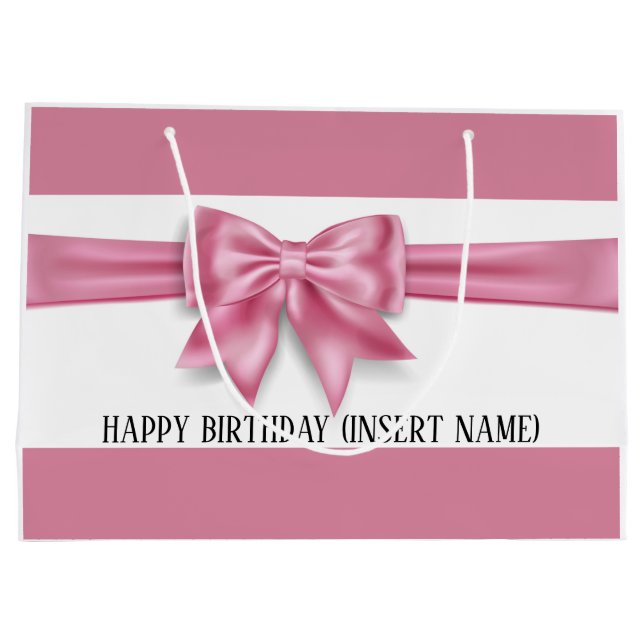 Sac Cadeau Grand arc rose large bande de luxe DO-IT-YOURSELF  (Dos)