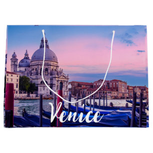 Sac Cadeau Grand Canal avec gondoles et église à Venise