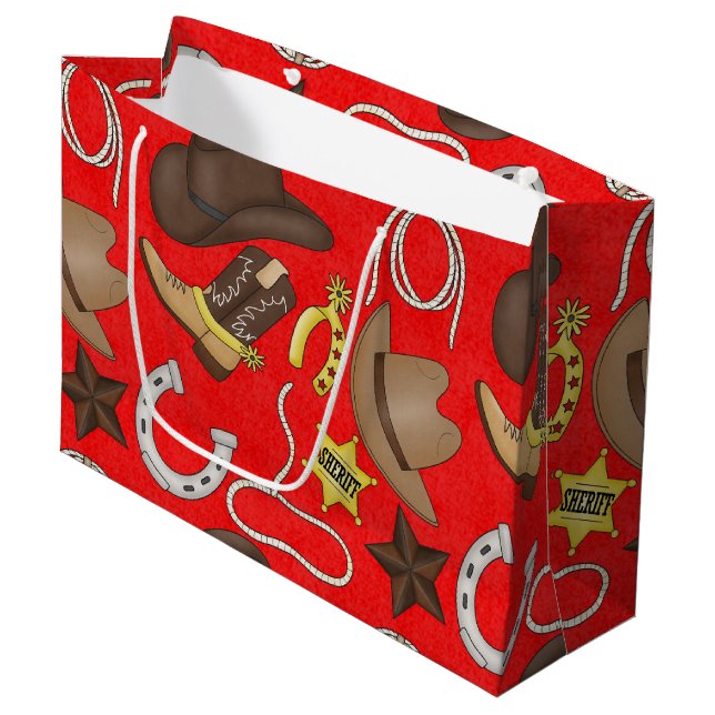Sac cadeau grand cow-boy de campagne (Devant Angle)