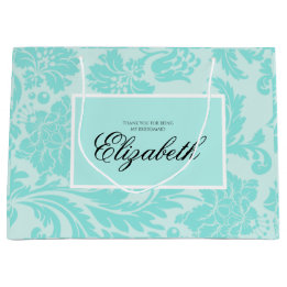 Sac cadeau grand damas sarcelle
