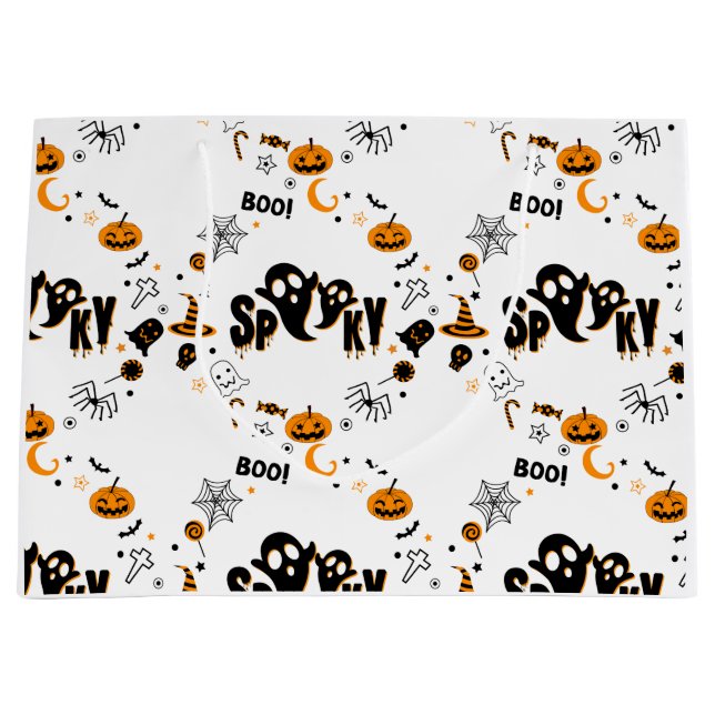 Sac cadeau grand fantôme effrayant d'Halloween (Devant)