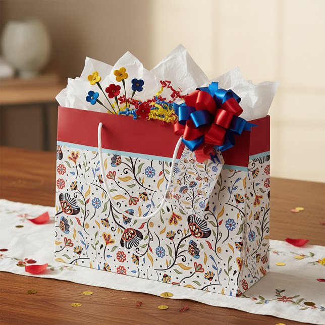 Sac cadeau grand floral coloré (Créateur téléchargé)