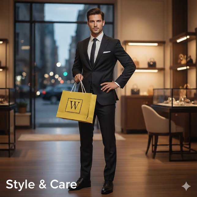 Sac cadeau grand format avec design monogramme per (Custom Monogram Design Large Gift Bag for Any Occasion)
