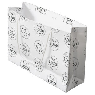 Sac cadeau grand format blanc classique avec logo 