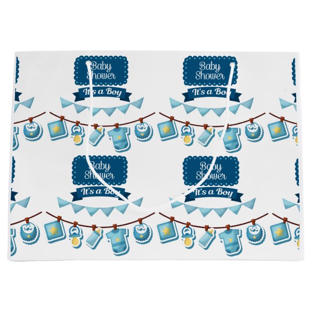 Sac Cadeau Grand Format Fête Bébé Garçon (Devant)