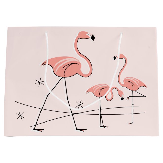 Sac cadeau grand format Flamingos Pink Trio 2 (Devant)