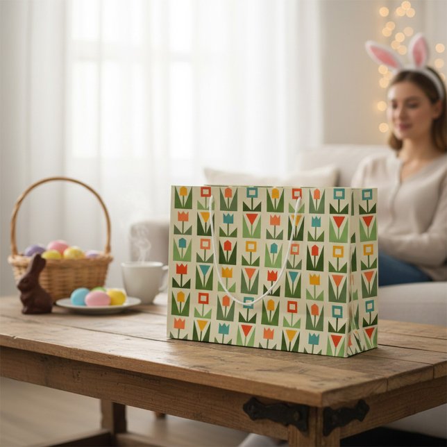 Sac Cadeau Grand Format Fleurs de Printemps Abstra (Créateur téléchargé)