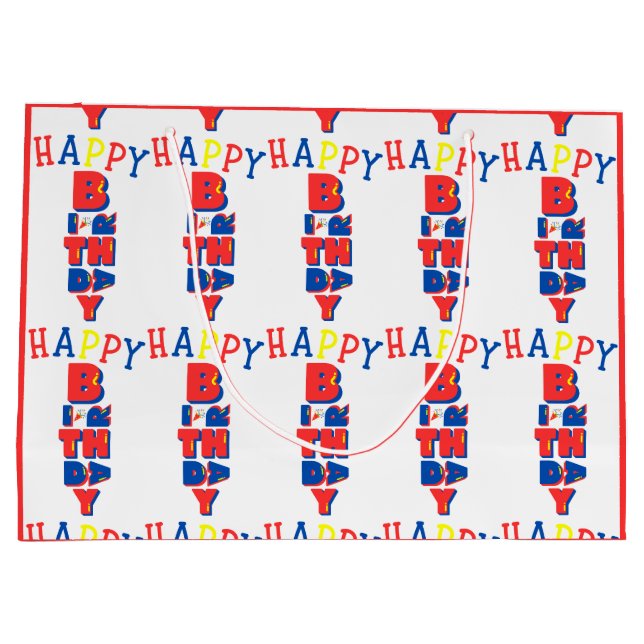 Sac Cadeau Grand Format Joyeux Anniversaire Couleu (Dos)