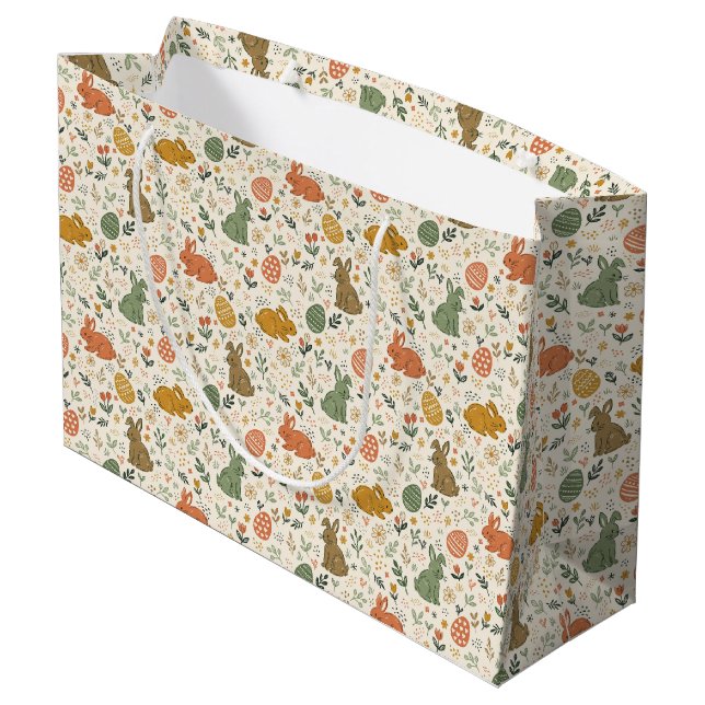 Sac Cadeau Grand Format Lapins de Printemps Dessin (Dos Angle)