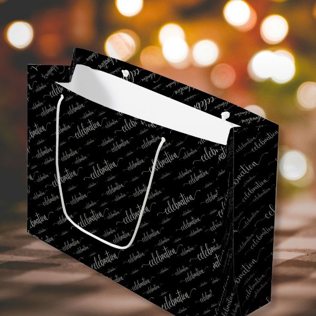 Sac Cadeau Grand Format Motif Argent Célébration (Créateur téléchargé)