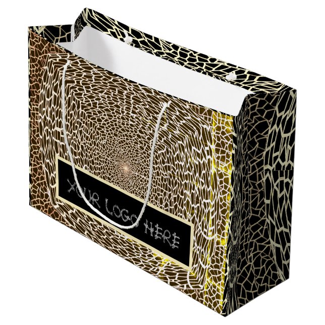 SAC CADEAU GRAND FORMAT OR ET NOIR (Devant Angle)