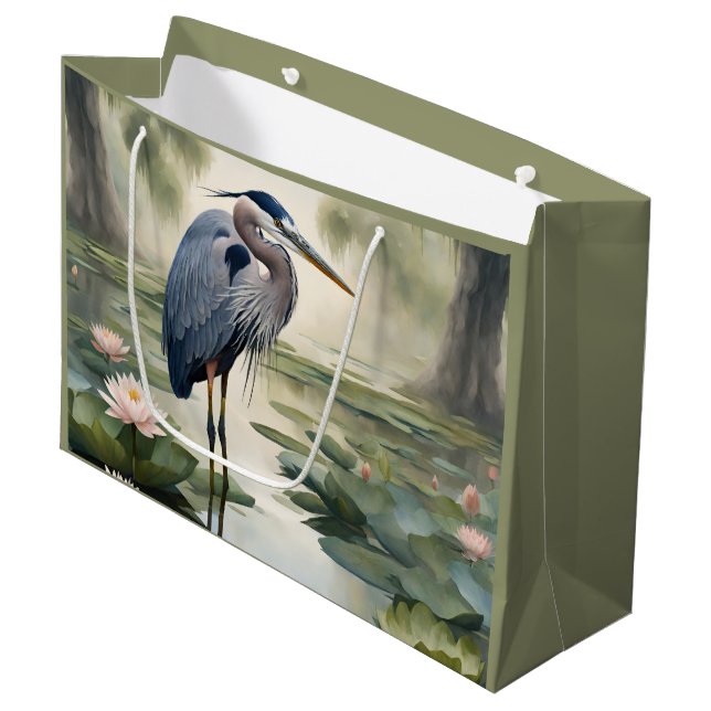 Sac Cadeau Grand héron bleu (Devant Angle)