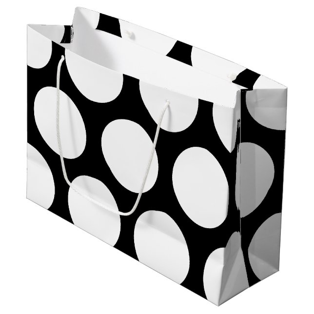 Sac Cadeau Grand motif de pois : Noir et blanc (Devant Angle)