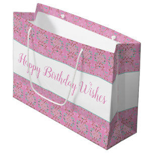 Sac Cadeau Grand Pink Fourre-tout Style Papier Anniversaire C