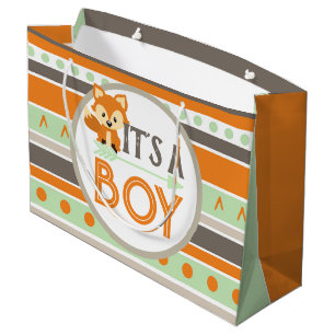 Sac Cadeau Grand Renard de bois C'est un garçon Baby shower s