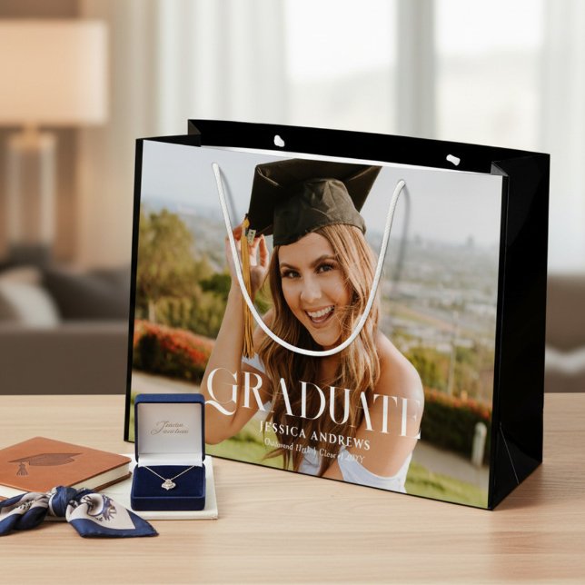 Sac Cadeau Grand script de photo de diplômé moderne (Créateur téléchargé)