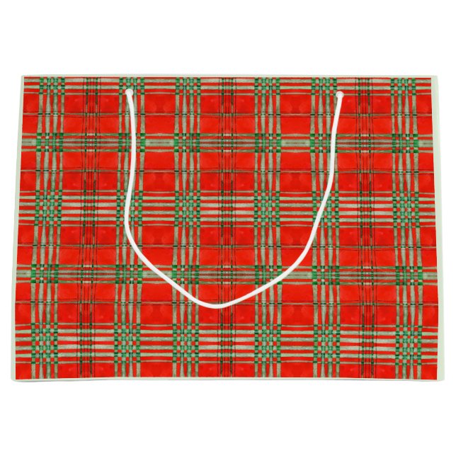 Sac Cadeau Grand TARTAN ROUGE SCOTT (Devant)
