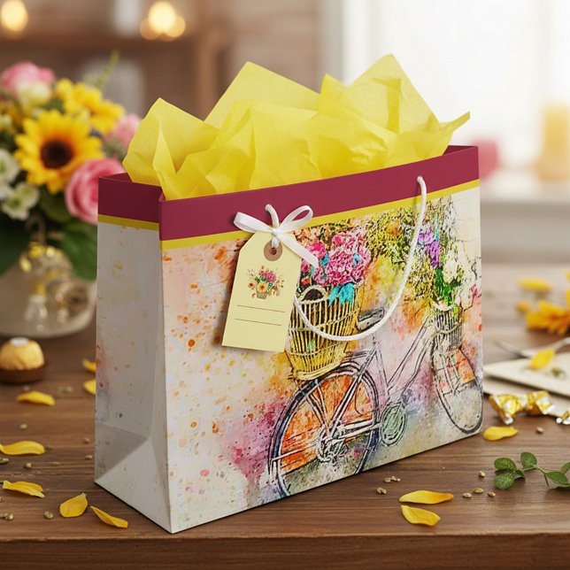 Sac cadeau grand vélo et fleurs (Créateur téléchargé)