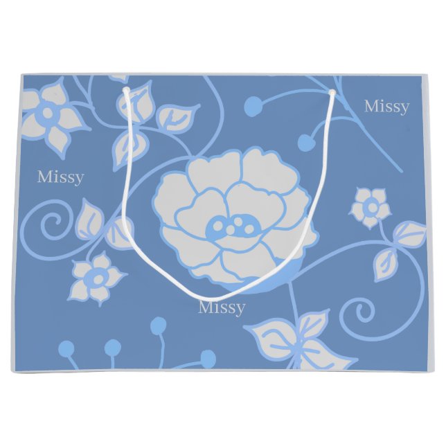 Sac cadeau grande taille Blue Garden (Devant)