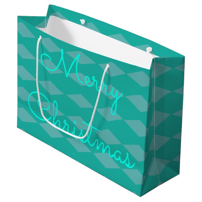 Sac cadeau grande taille Noël sarcelle (Devant Angle)